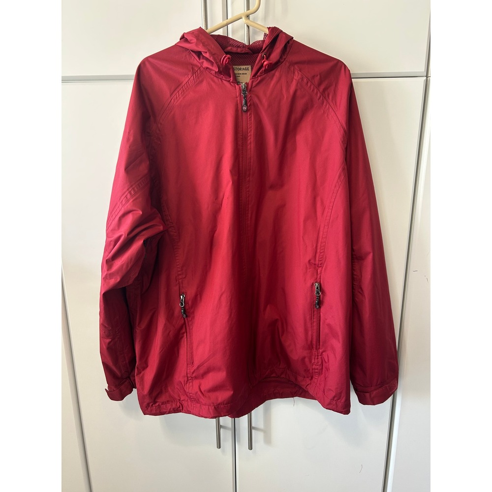 Cold Storage Foul Weather Gear Red Hooded Windbreaker Jacket Mens Large Mesh Lin
